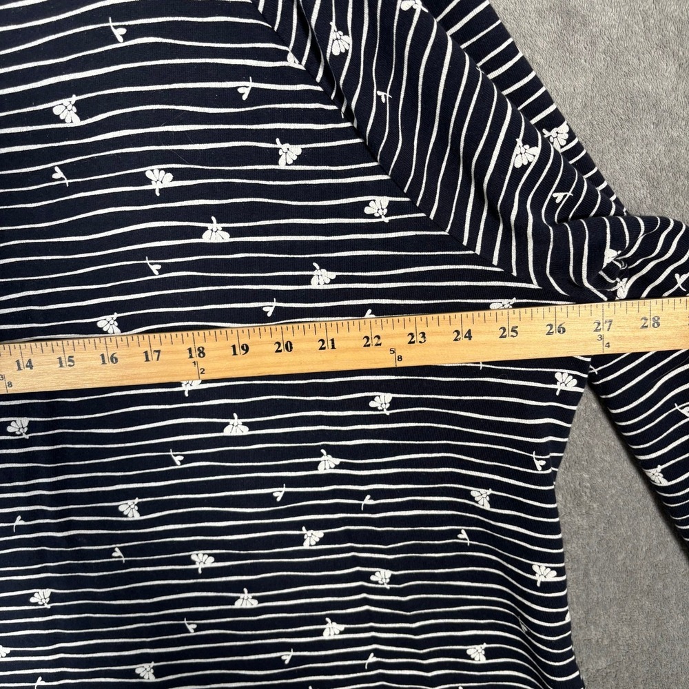 T by Talbots Navy Blue Striped Lace Up Back Tunic Top 3X Cotton Heavy Thick - Picture 10 of 15